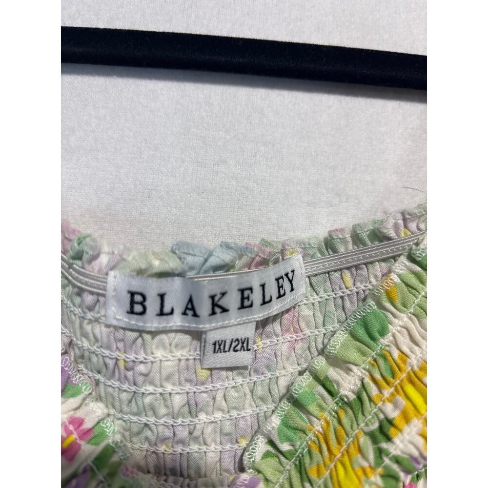 NWOT Blakely Floral Dress Smocked Top Lined Pockets 1x/2x - Picture 3 of 7